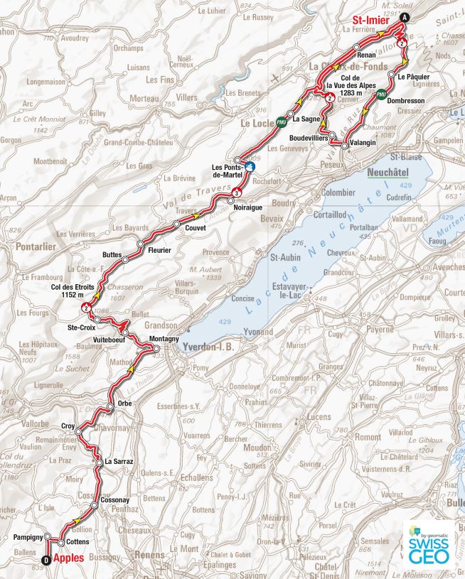 Tour de Romandie stage 2 map